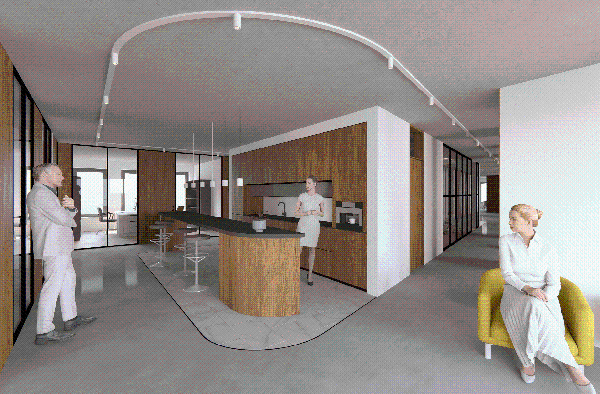 Innenansicht Küche & Get-Together (Entwurf)